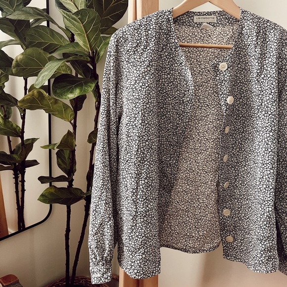 Vintage VTG Liz Claiborne Blouse Floral 4 Medium 80s Secretary - Picture 4 of 5